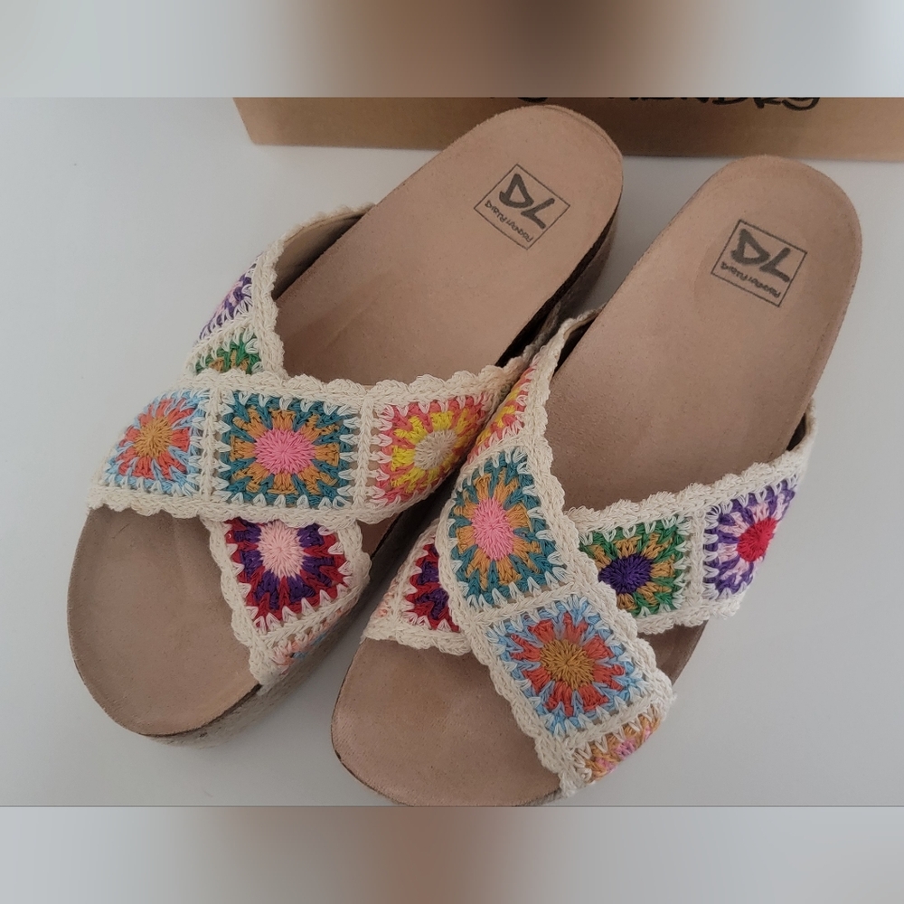 Dirty Laundry Women's Crochet Platform Sandals - Multicolor NIB SIZE 11 - Picture 2 of 5